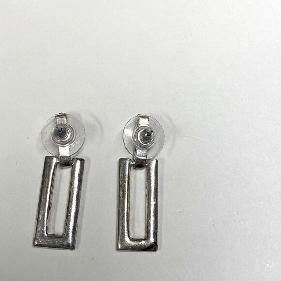 Vintage Marcasite Rectangle Drop Earrings - Picture 2 of 3